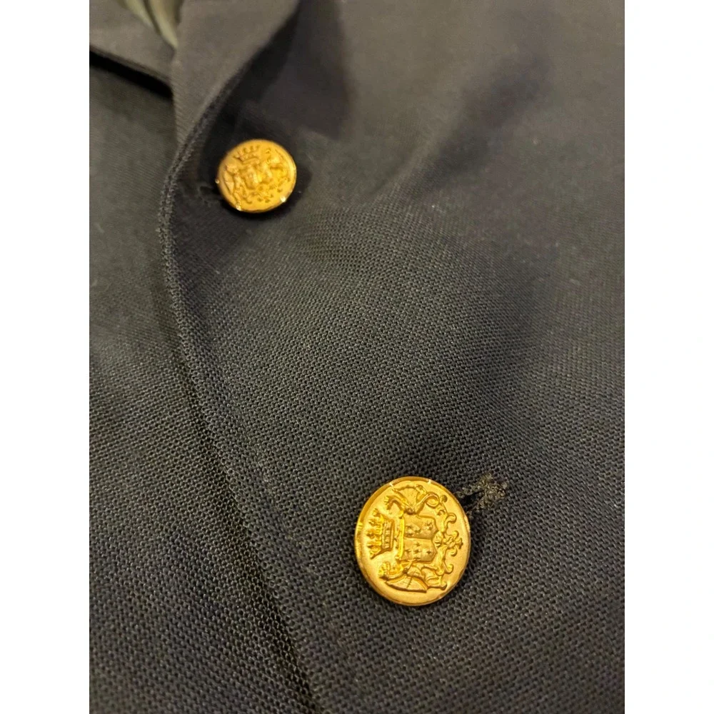 Eagle Clothes Mens Navy Blue Blazer Gold Crest Buttons Made in USA Sport Coat